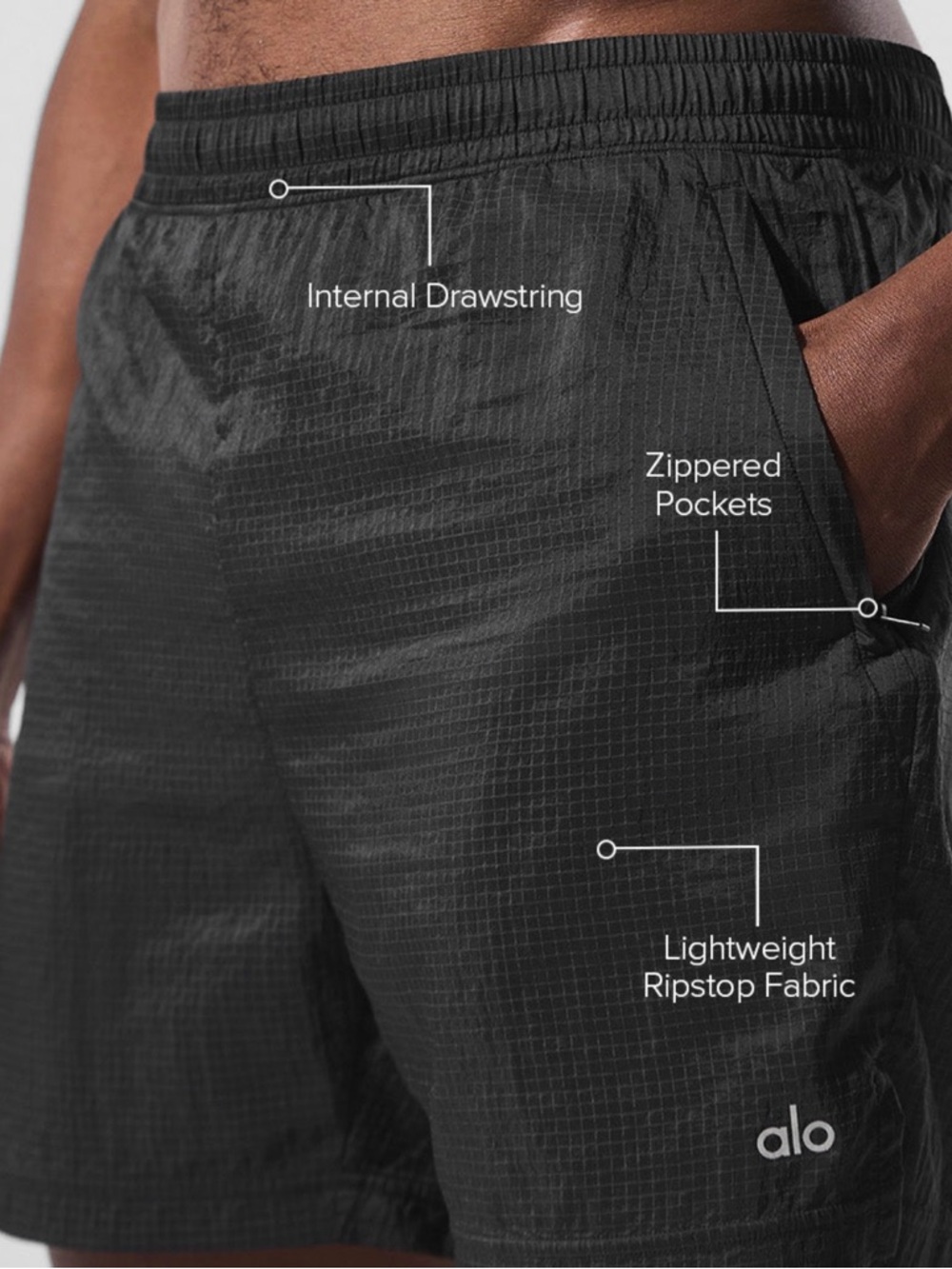 Alo Black Lightweight Ripstop Shorts Sz small
